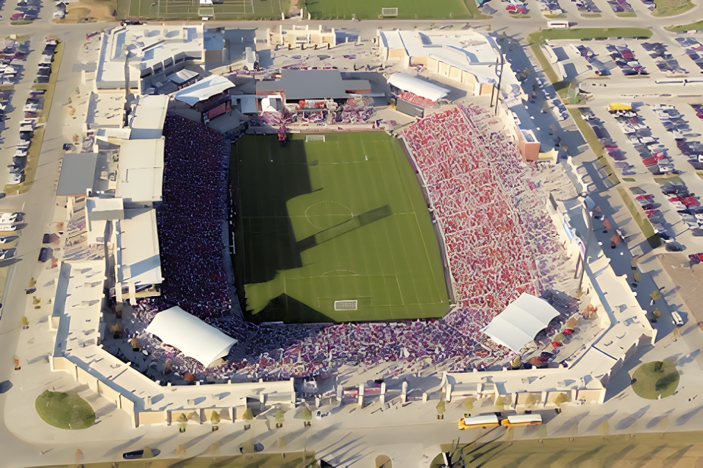 Aerial view of Toyota Stadium in Frisco, Texas